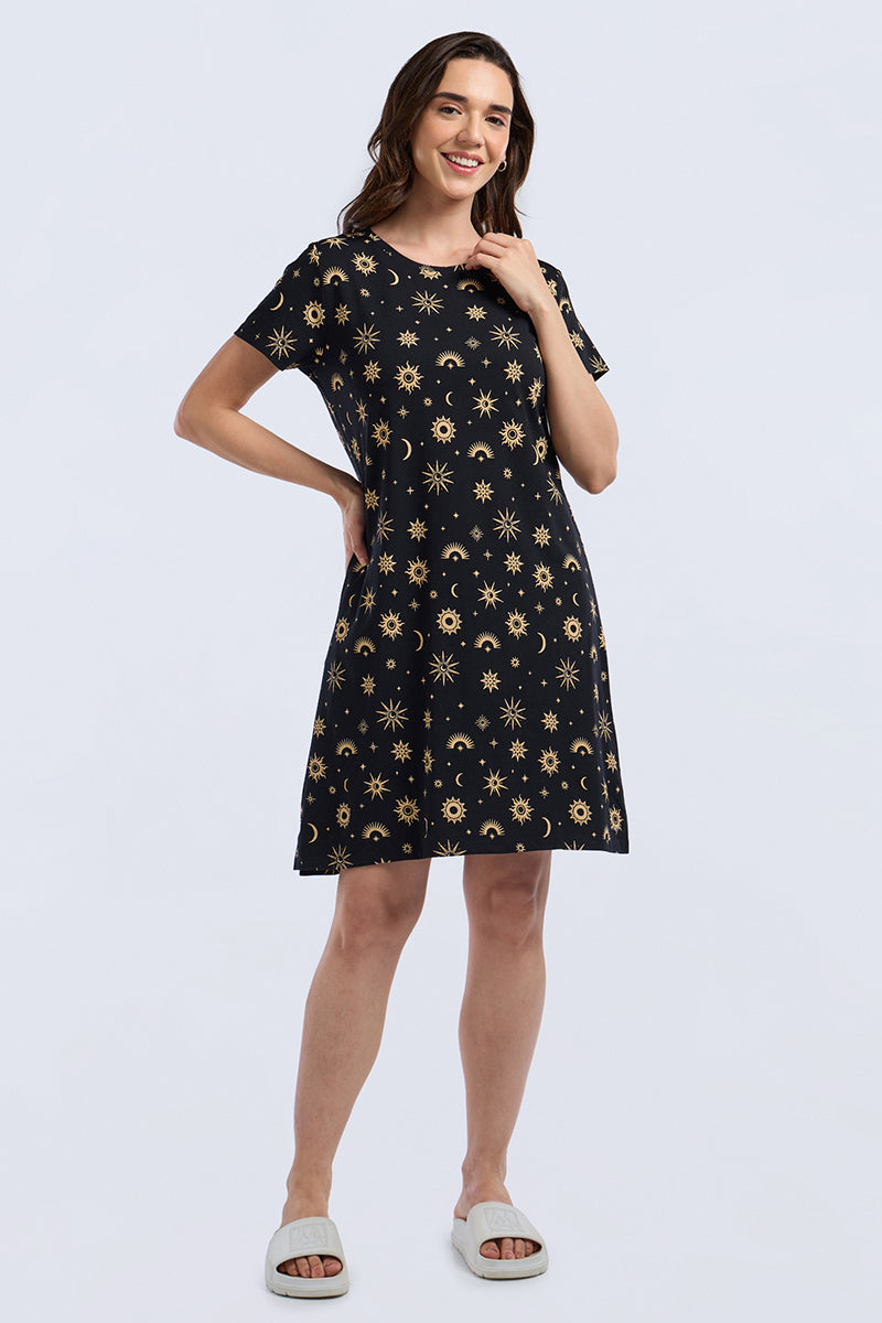 Comfort Sleep Dress - Cosmic Whisper Print