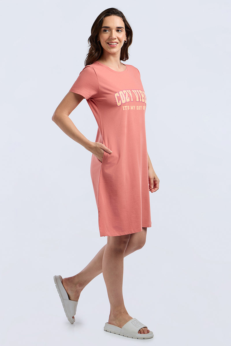 Comfort Sleep Dress - Cozy Vibes Print