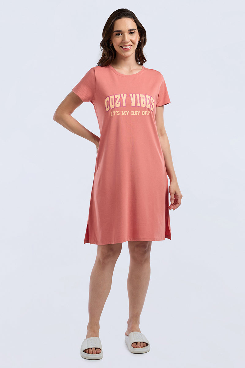 Comfort Sleep Dress - Cozy Vibes Print - Image 3 of 7