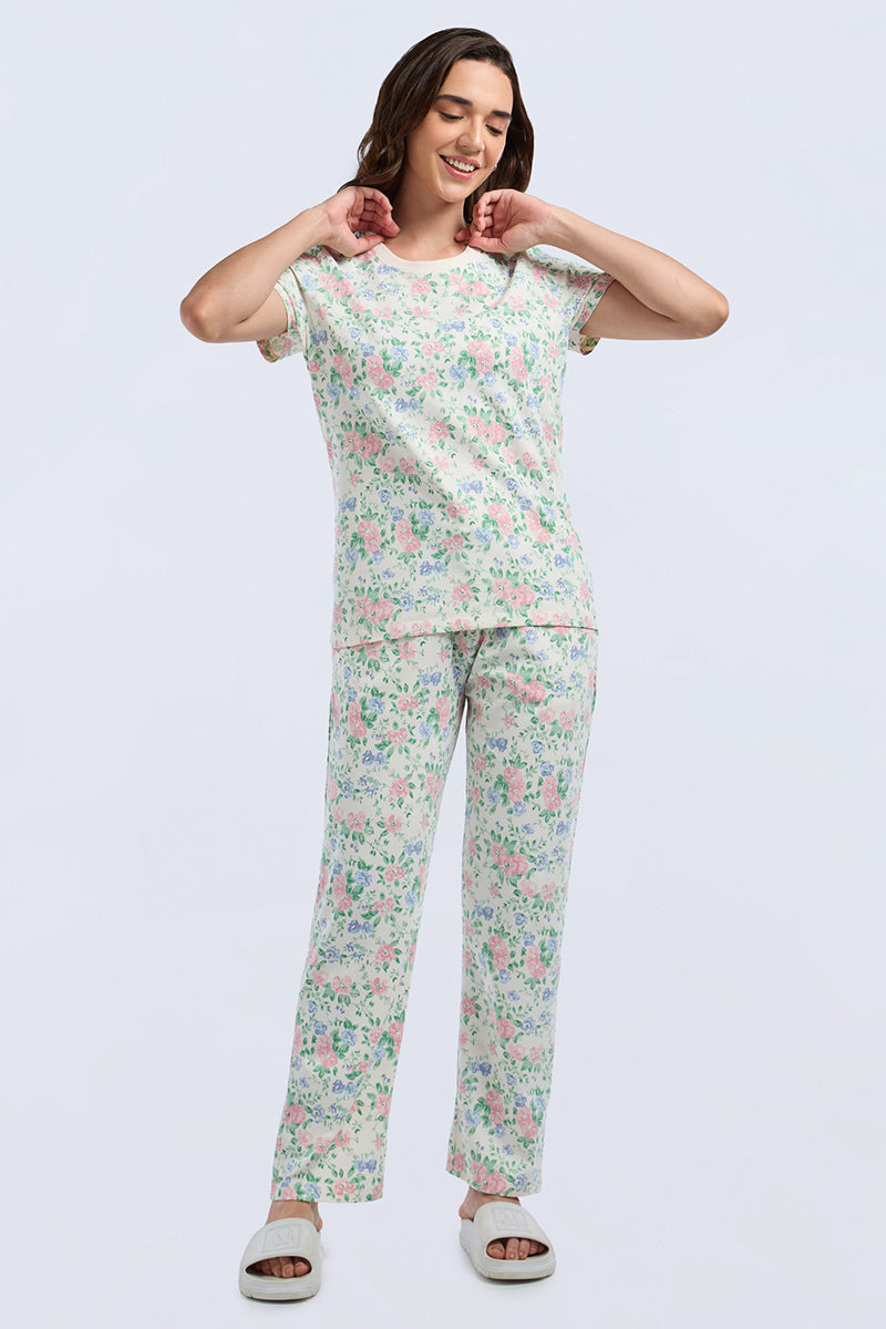Lounge Laze PJ Set - Blossom Joy Print Set - Image 1 of 7