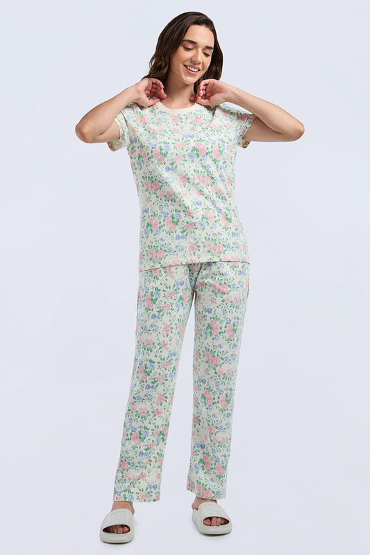 Lounge Laze PJ Set - Blossom Joy Print Set
