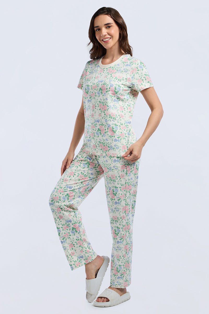 Lounge Laze PJ Set - Blossom Joy Print Set - Image 3 of 7
