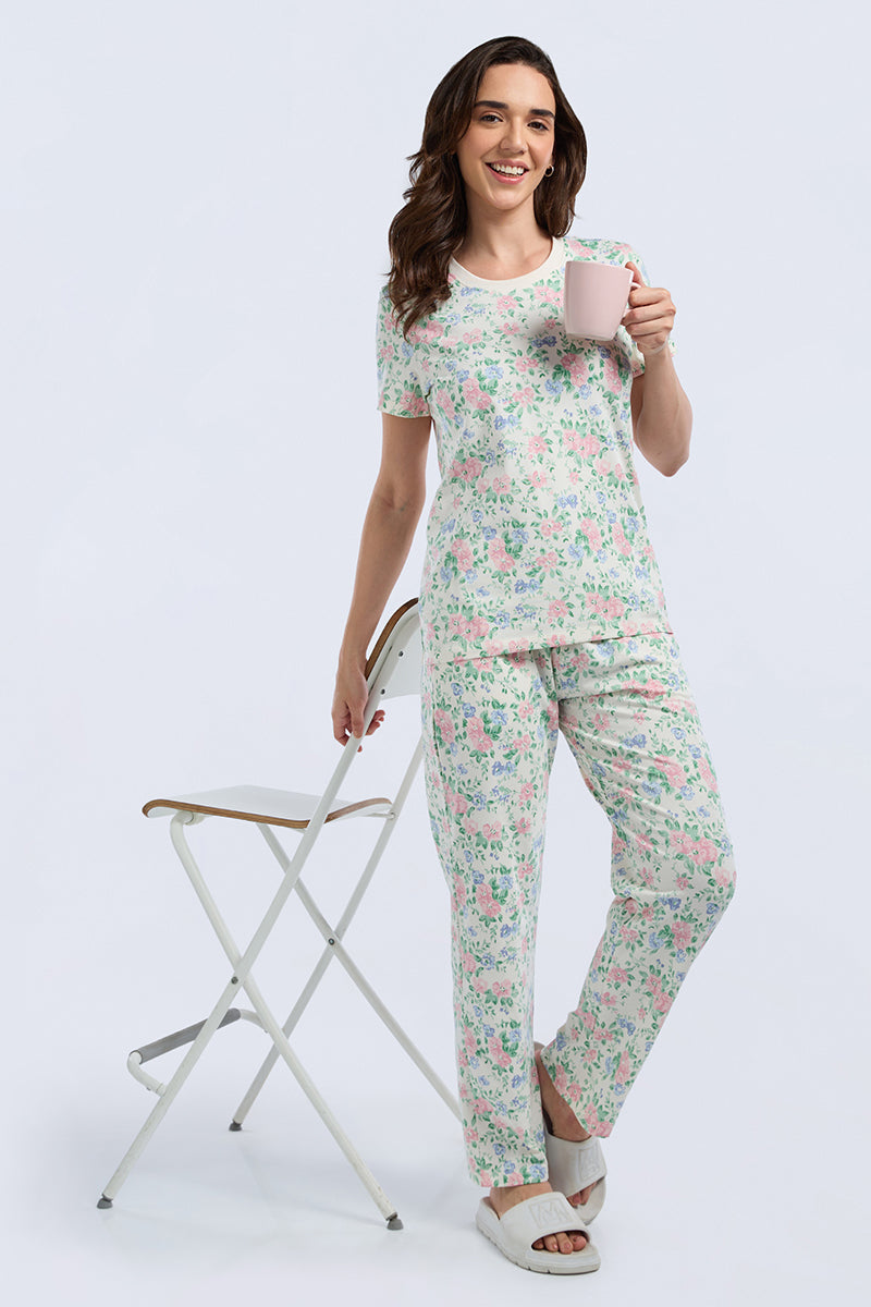 Lounge Laze PJ Set - Blossom Joy Print Set