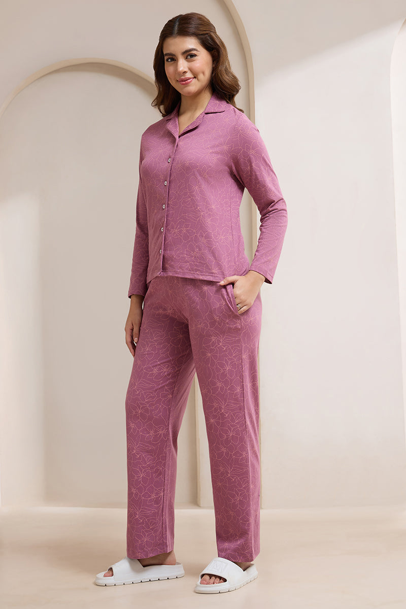 Dreamy Knit PJ Set - Mauve Floral Print - Image 5 of 5