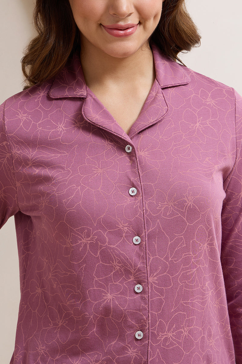 Dreamy Knit PJ Set - Mauve Floral Print - Image 3 of 5