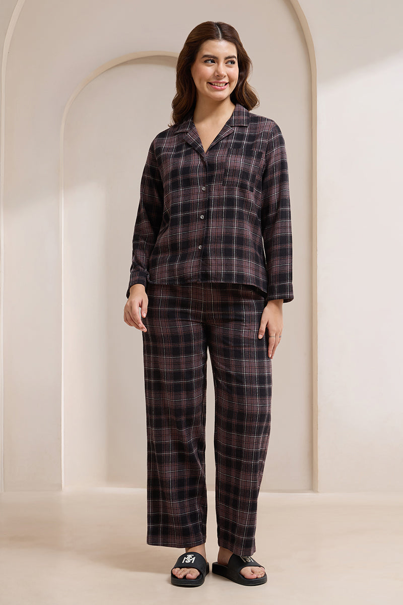 Flannel Fantasy PJ Set - Cozy Clash Checks Print