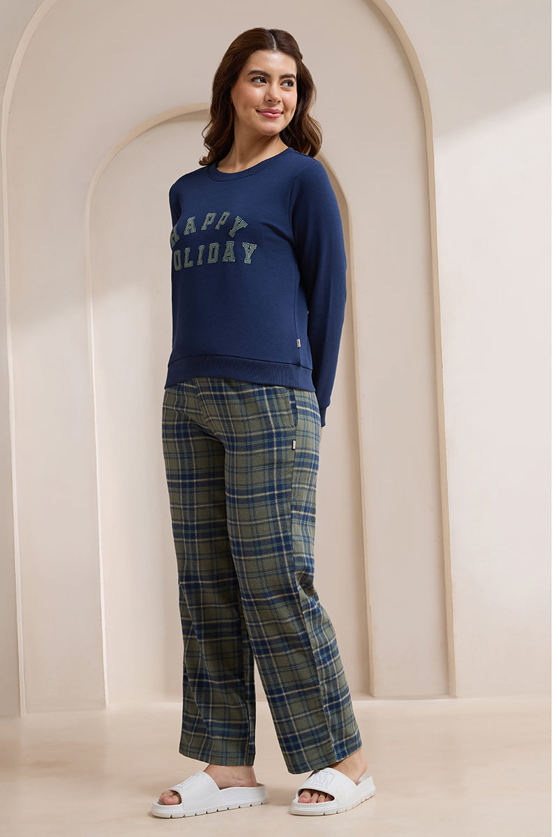 Unwind Sweat Set - Beetle Checks & Happy Holiday Print