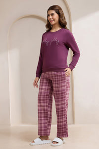 Unwind Sweat Set - Prune Checks & Holly Jolly Print thumbnail 5