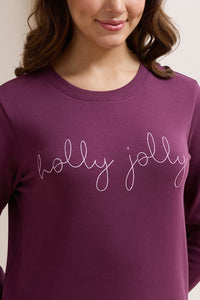 Unwind Sweat Set - Prune Checks & Holly Jolly Print thumbnail 3
