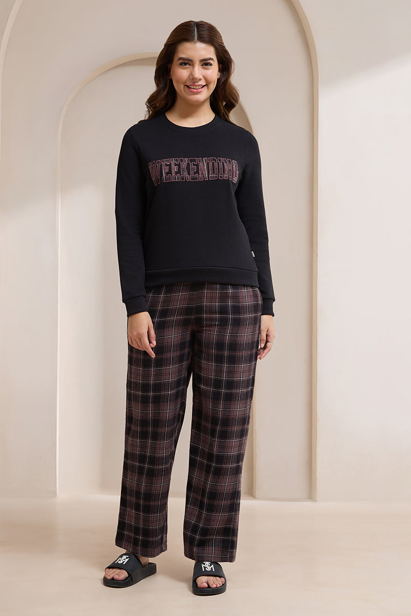 Unwind Sweat Set - Black Checks & Weekending Print - Image 1 of 5