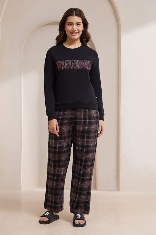 Unwind Sweat Set - Black Checks & Weekending Print