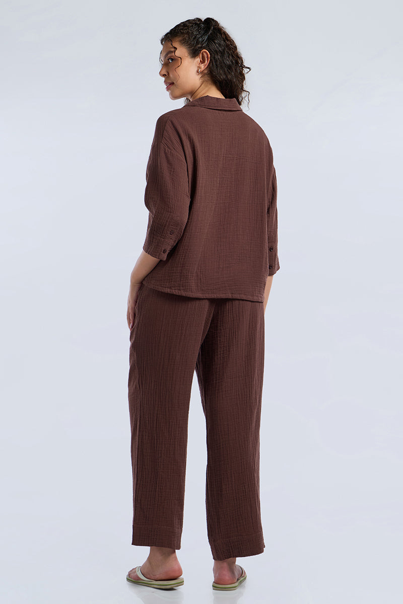 Crinkle Comfort Lounge Set - Bitter Chocolate