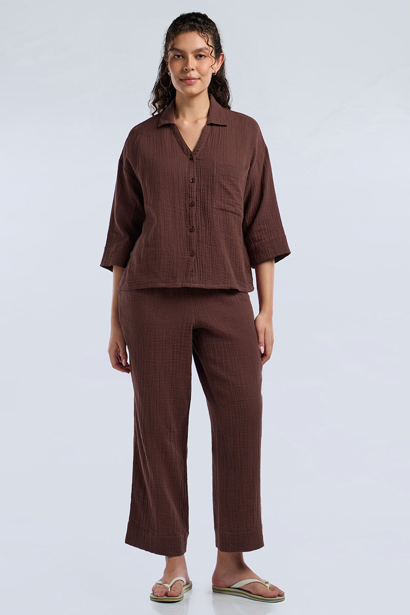 Crinkle Comfort Lounge Set - Bitter Chocolate - Image 2 of 6