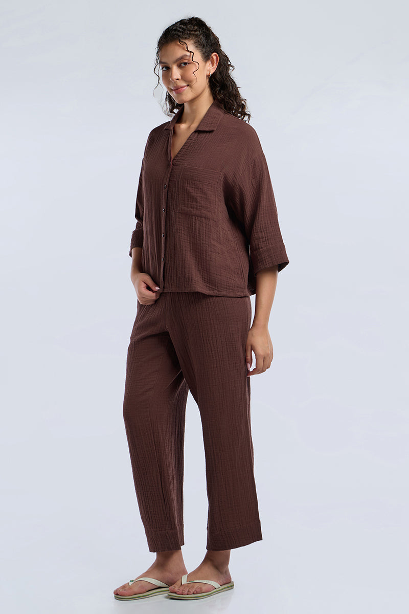 Crinkle Comfort Lounge Set - Bitter Chocolate - Image 3 of 6