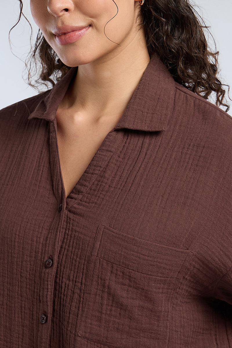 Crinkle Comfort Lounge Set - Bitter Chocolate