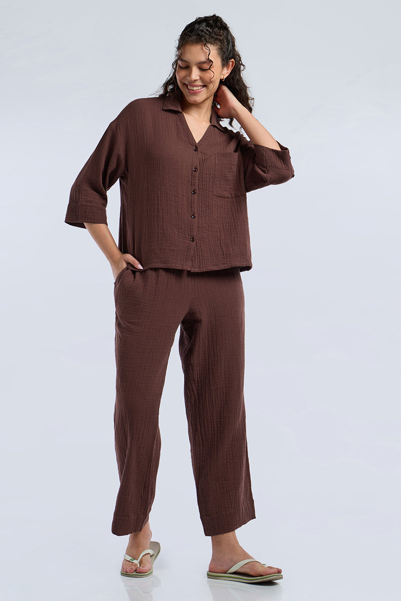 Crinkle Comfort Lounge Set - Bitter Chocolate - Image 5 of 6