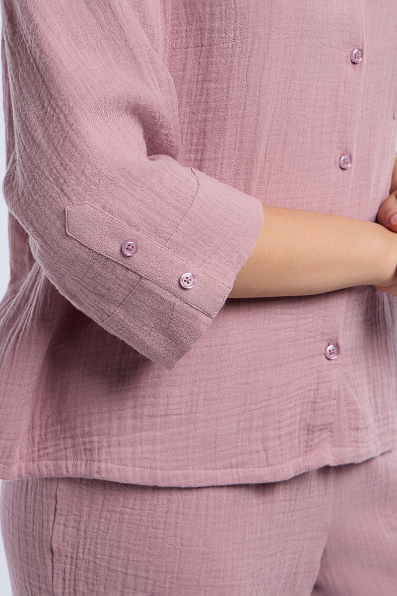 Crinkle Comfort Lounge Set - WOODROSE - PINK