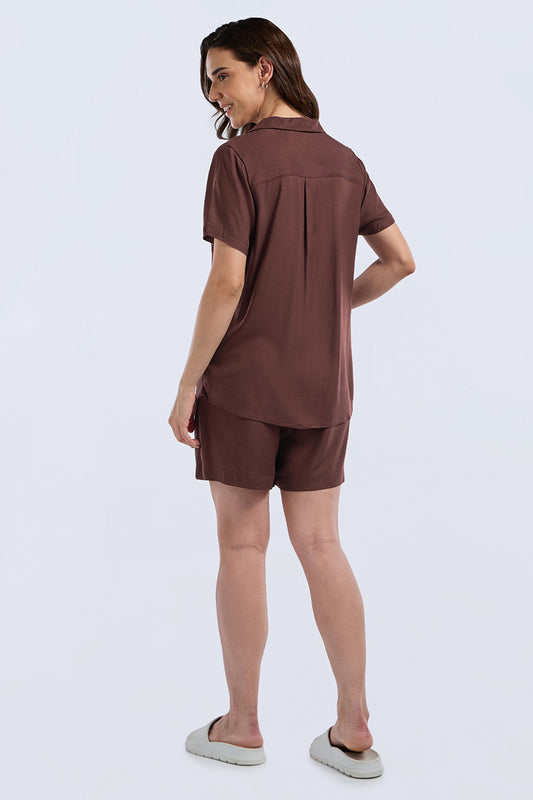 Sleep Shorts Set - Brown Stone