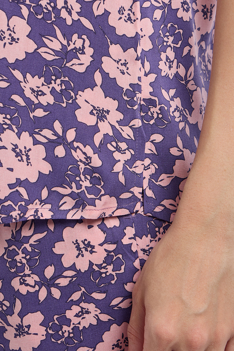 Sleep Shorts Set - Grape Floral Print - Image 6 of 8