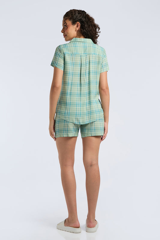 Sleep Shorts Set - Chambray Checks Print
