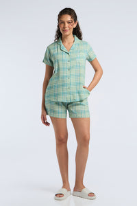 Sleep Shorts Set - Chambray Checks Print thumbnail 1
