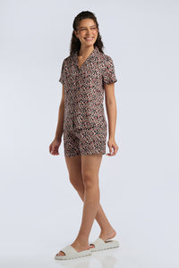 Sleep Shorts Set - Peach Floral Print thumbnail 3