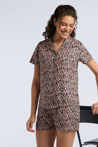 Sleep Shorts Set - Peach Floral Print thumbnail 5