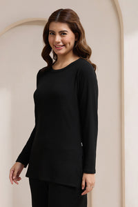 Blissful Rib Lounge Top - Storm Black thumbnail 3
