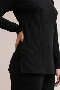 Blissful Rib Lounge Top - Storm Black thumbnail 5