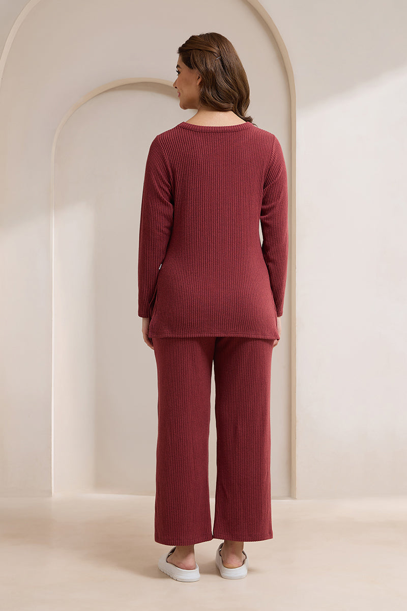 Blissful Rib Lounge Top - Earthy Brown