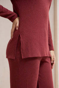 Blissful Rib Lounge Top - Earthy Brown thumbnail 5