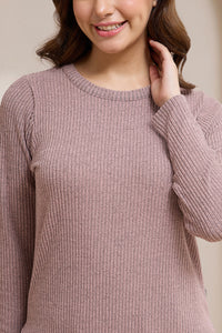 Blissful Rib Lounge Top - Pale Pink thumbnail 4