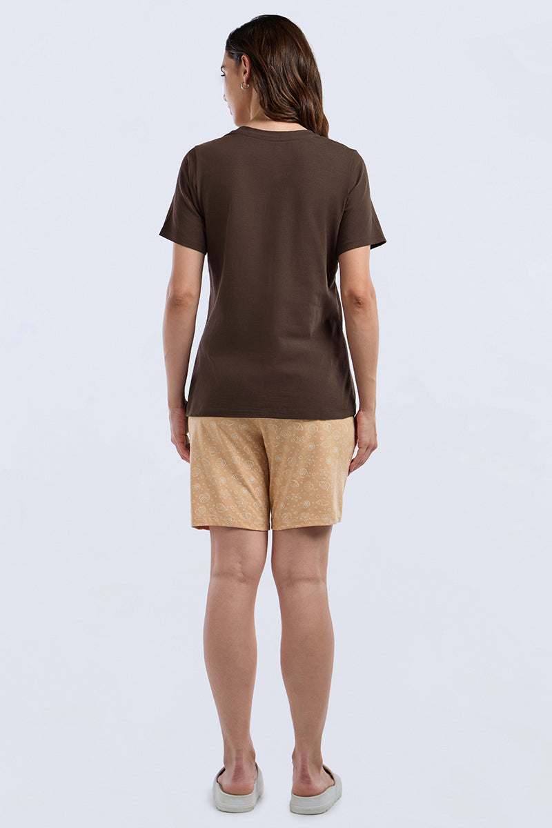 Scoop Neck Sleep Tee - Seashell Dust Print