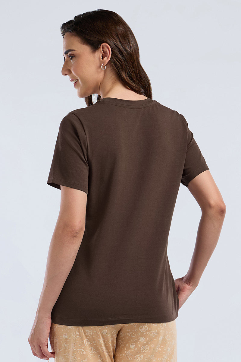 Scoop Neck Sleep Tee - Seashell Dust Print