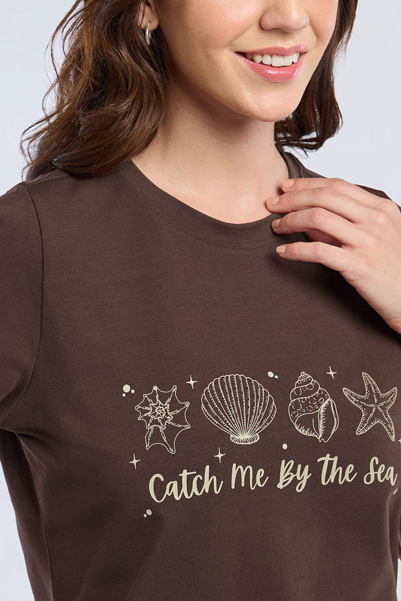 Scoop Neck Sleep Tee - Seashell Dust Print
