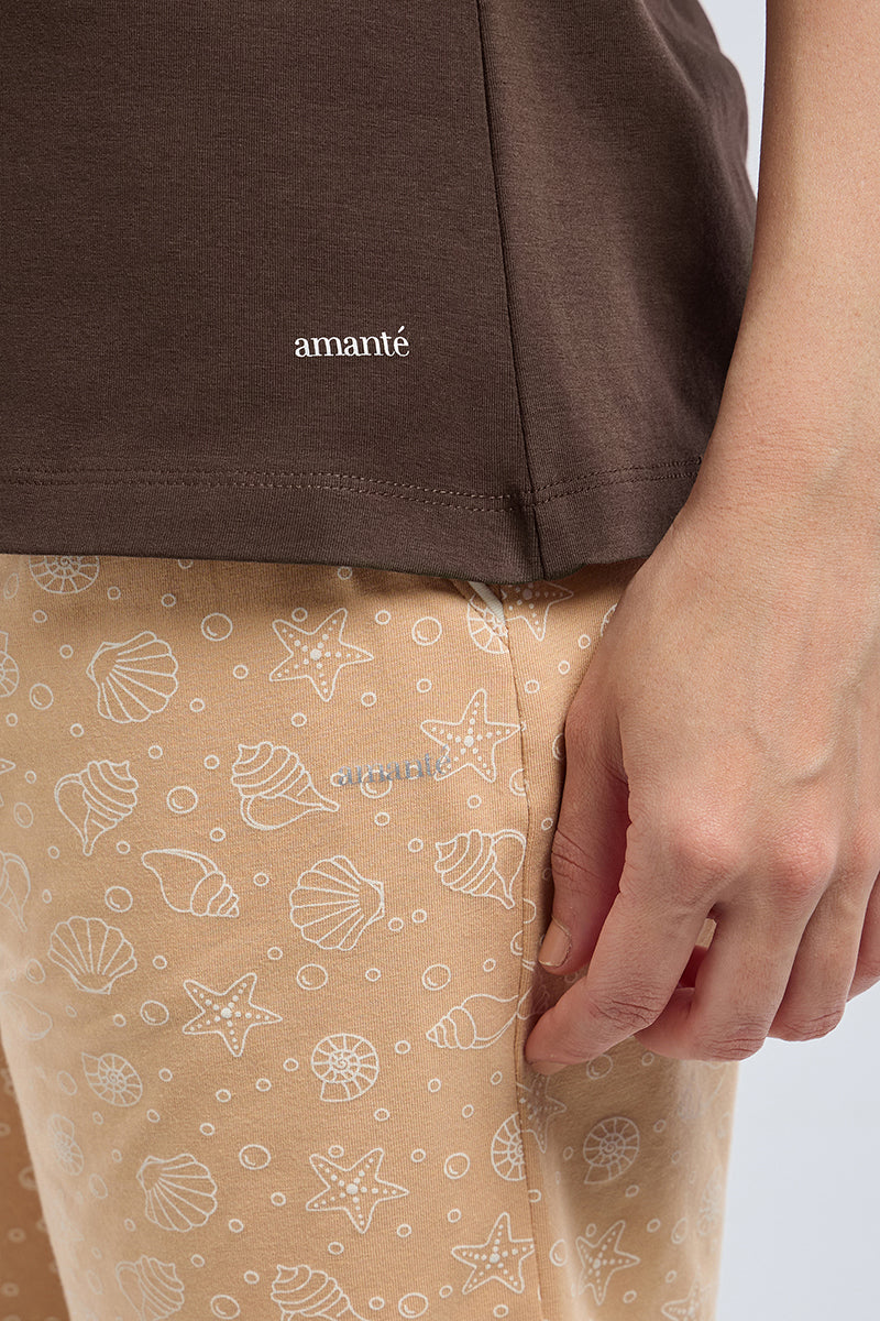 Scoop Neck Sleep Tee - Seashell Dust Print - Image 6 of 7