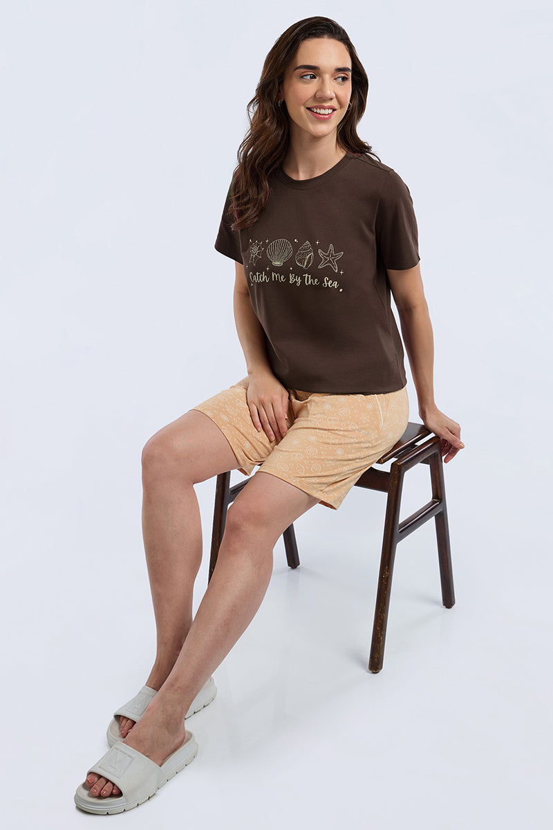 Scoop Neck Sleep Tee - Seashell Dust Print - Image 7 of 7