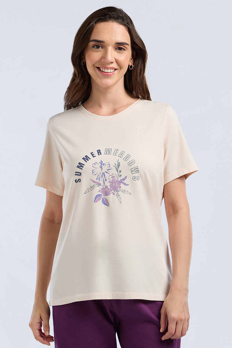 Scoop Neck Sleep Tee - Summer Meadows Print - Image 1 of 6
