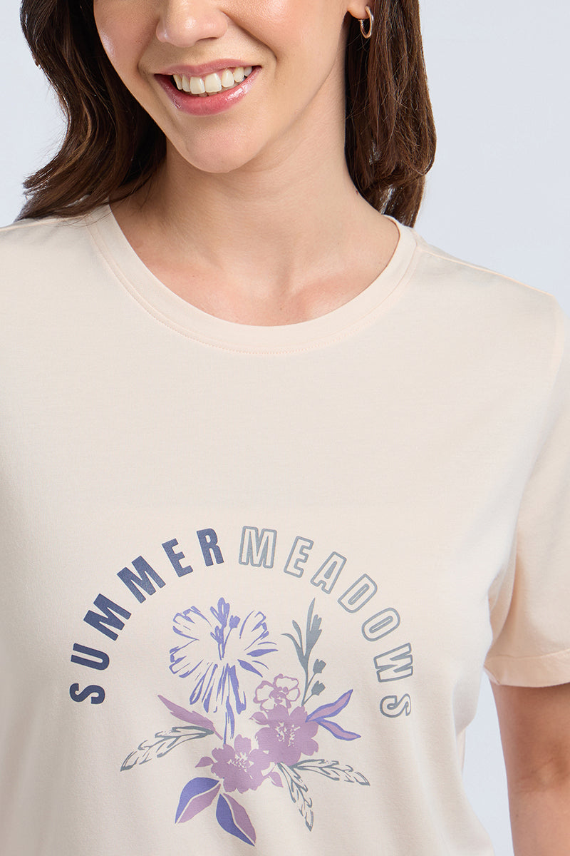 Scoop Neck Sleep Tee - Summer Meadows Print - Image 3 of 6