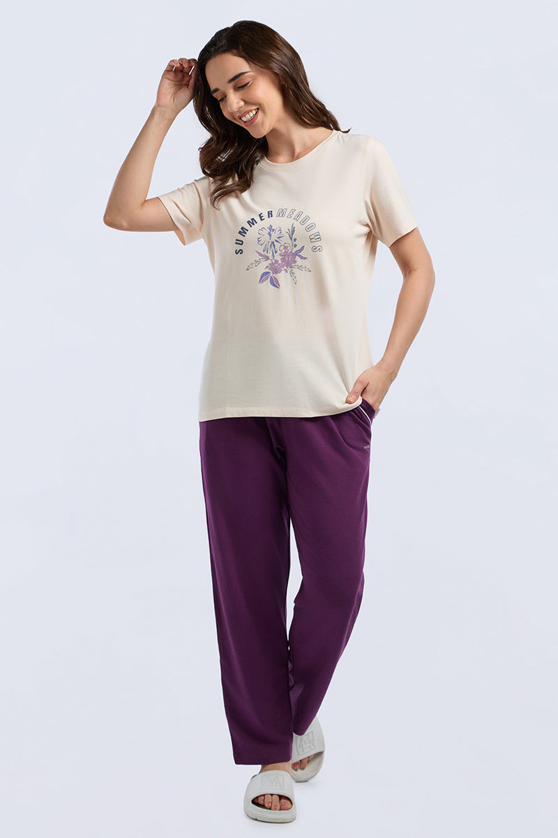 Scoop Neck Sleep Tee - Summer Meadows Print - Image 6 of 6