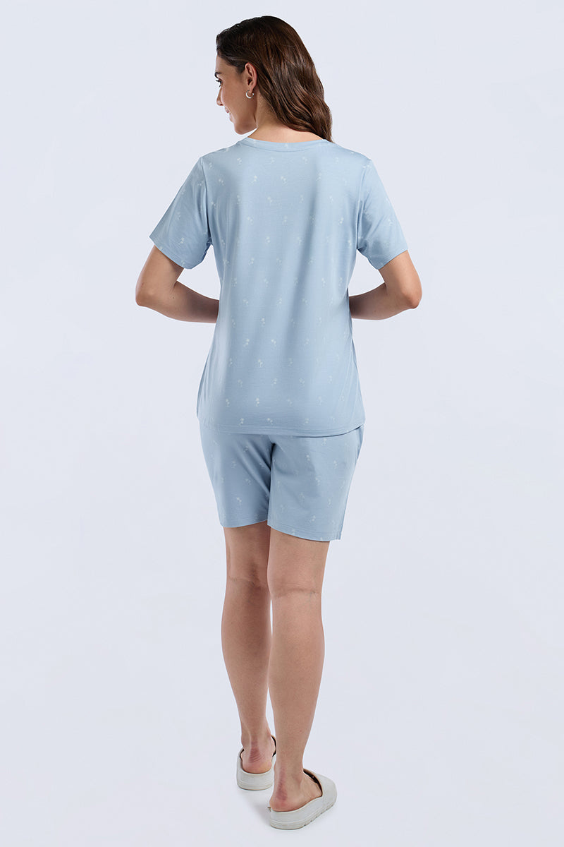 Scoop Neck Sleep Tee - Ocean Botanica Print