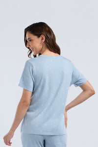 Scoop Neck Sleep Tee - Ocean Botanica Print thumbnail 2