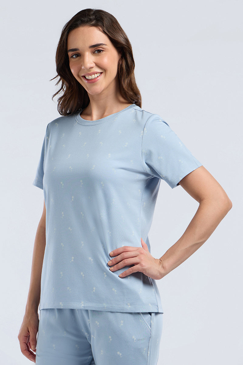 Scoop Neck Sleep Tee - Ocean Botanica Print