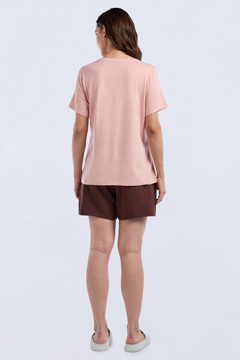 Scoop Neck Sleep Tee - Whispering Peonies Print