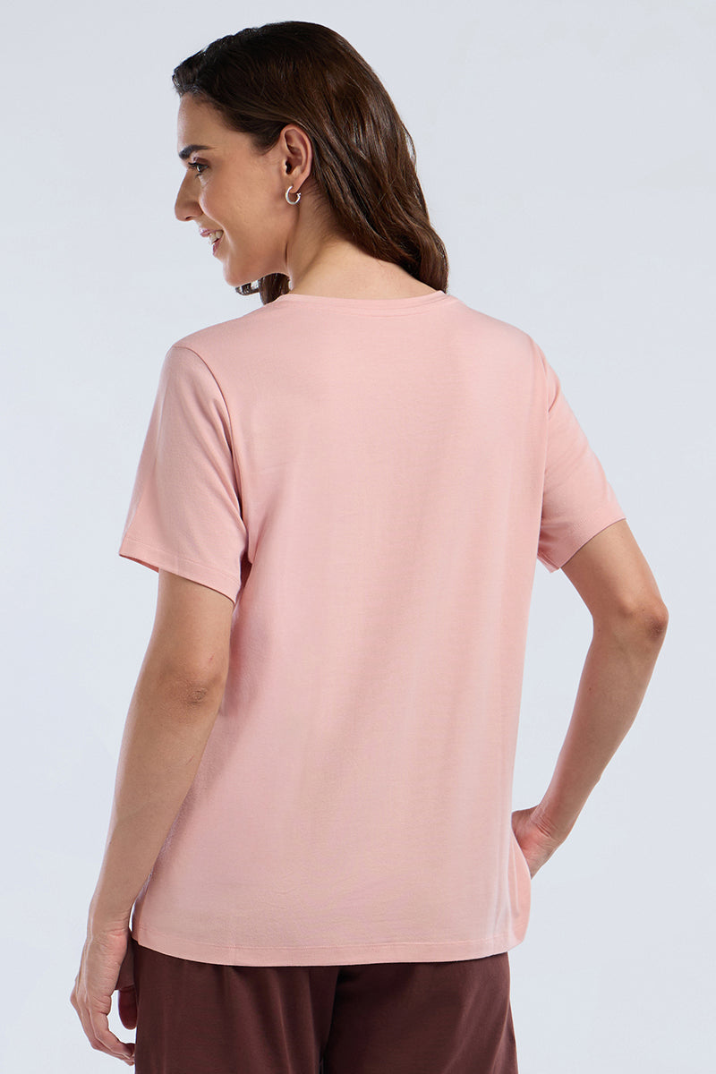 Scoop Neck Sleep Tee - Whispering Peonies Print
