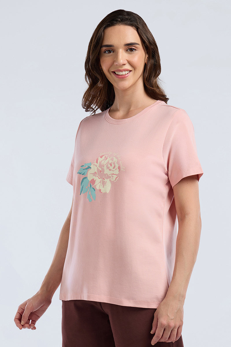 Scoop Neck Sleep Tee - Whispering Peonies Print - Image 3 of 6