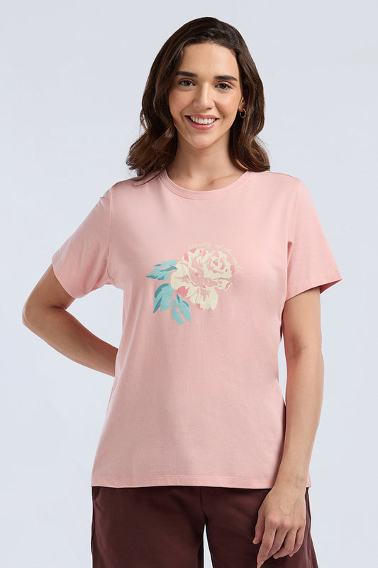 Scoop Neck Sleep Tee - Whispering Peonies Print