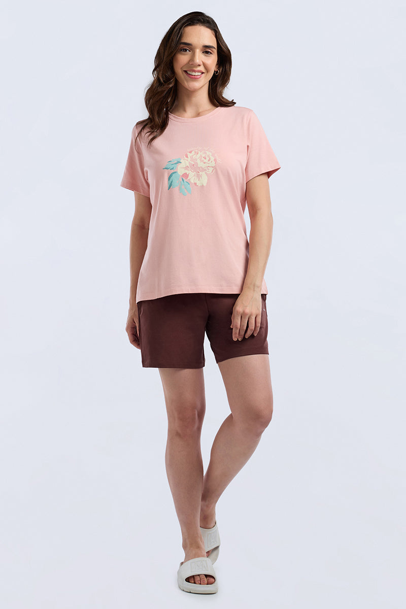Scoop Neck Sleep Tee - Whispering Peonies Print - Image 6 of 6