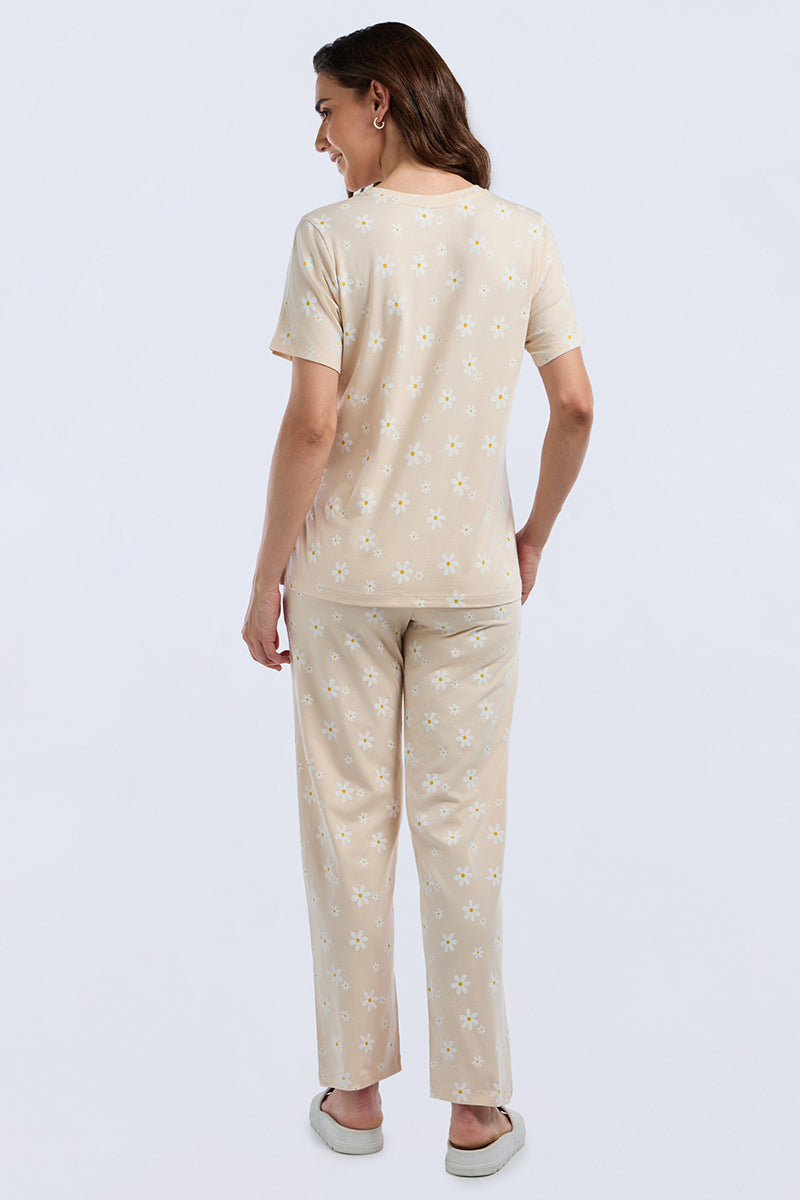 Scoop Neck Sleep Tee - Bloom day Print