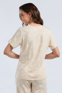 Scoop Neck Sleep Tee - Bloom day Print thumbnail 2